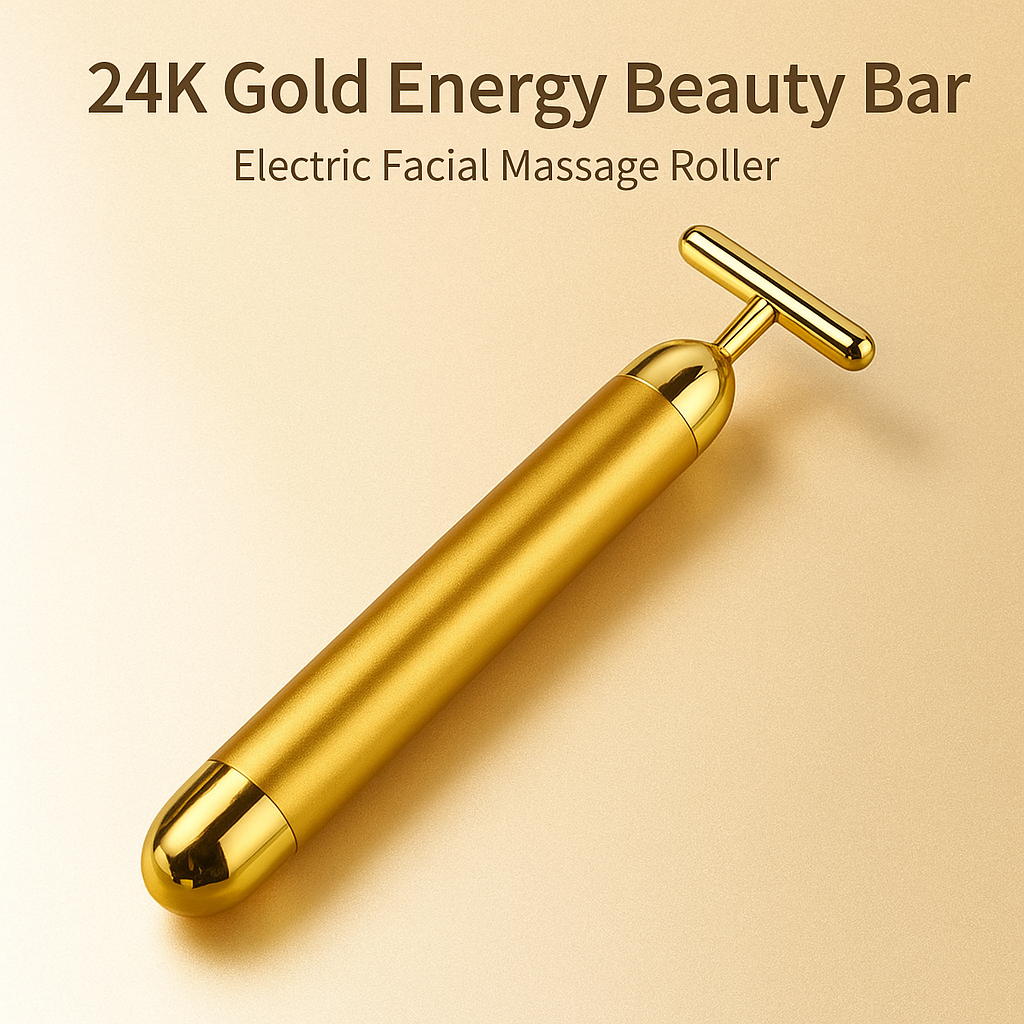 24K Gold Energy Beauty Bar Electric Facial Massage Roller