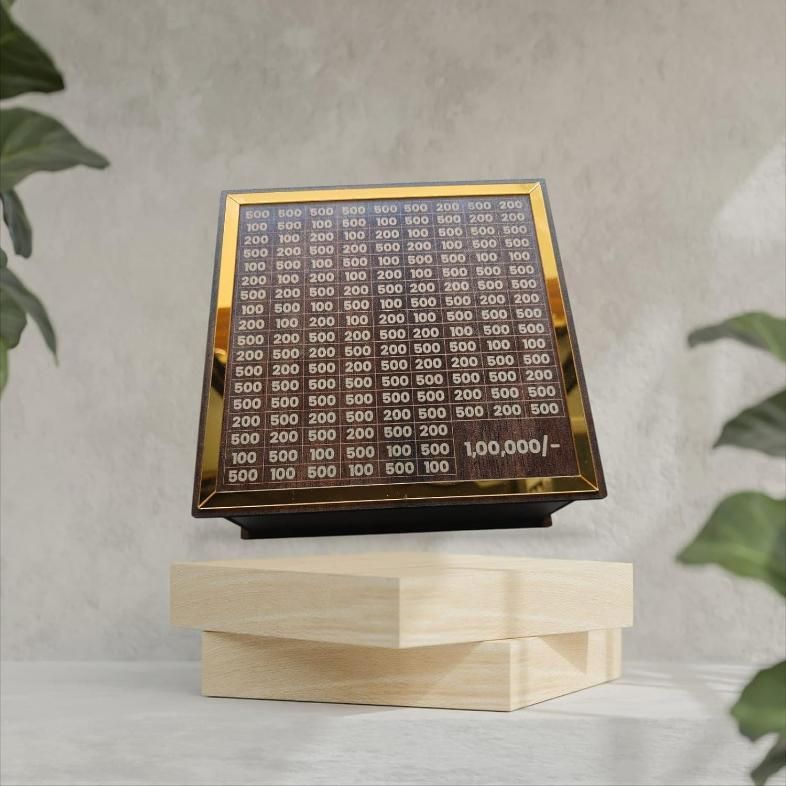 Premium Wooden Savings Challenge Piggy Bank – 1 Lakh Goal Money Saver